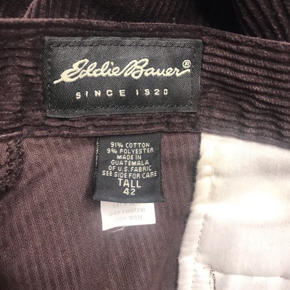 VTG Eddie Bauer Corduroy Pants Brown Flat Front 42 x 34 - Picture 7 of 8